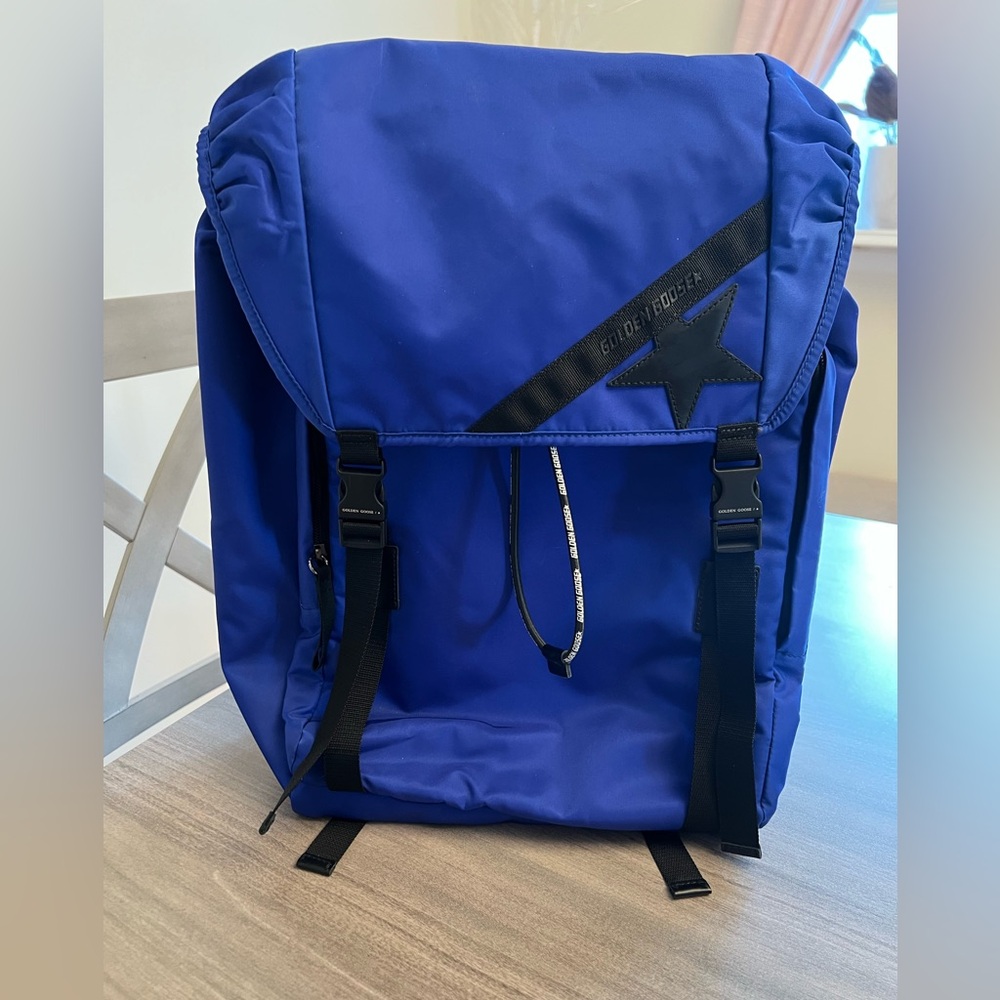Golden Goose Royal Blue Nylon Backpack with Black Accents
